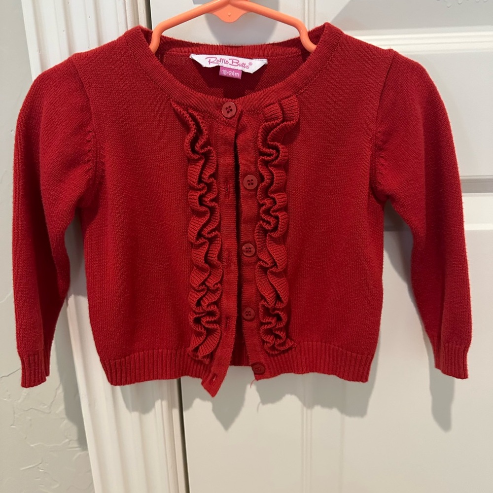 Ruffle Butts Red Ruffle Cardigan 18-24mos